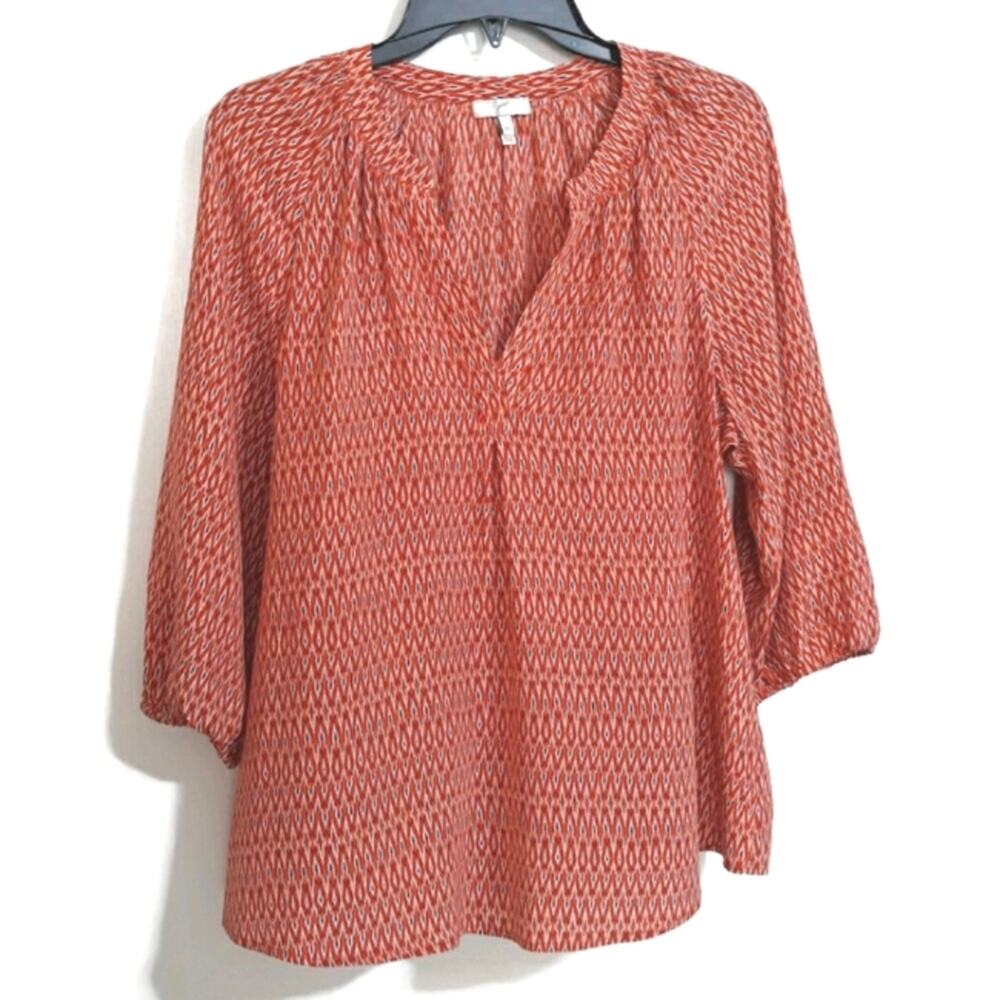 Joie silk Addie B ikat print top orange sz XS breathable coastal vacation